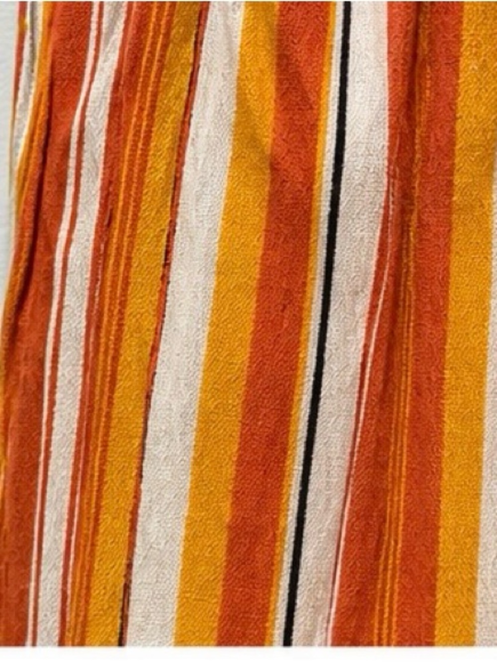 Simplee Striped Wide Leg Pants Orange Tie Waist Tassel Boho Size Large - Picture 6 of 6